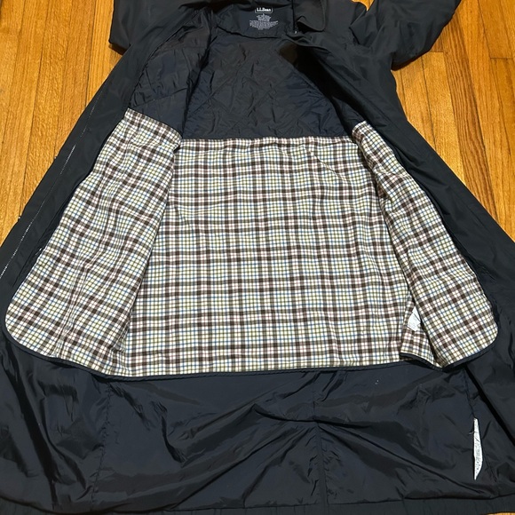 L.L. BEAN TRENCH  WOOL LINER RAIN LONG COAT WOMENS BLACK SZ LARGE - Picture 10 of 13